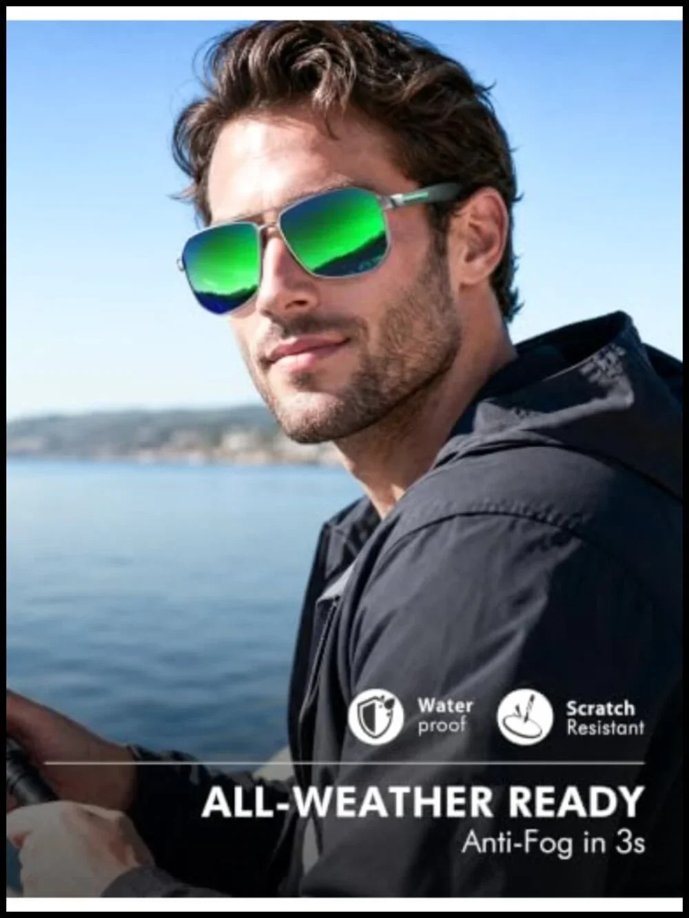 Square Aviator Sunglasses Polarized UV400 Protection Driving Outdoor